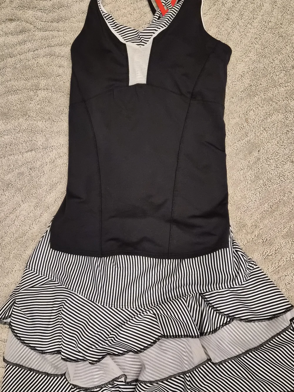 3 Piece Black -Lucky In Love Tennis Tank. Black/White Tiered Skirt w/ Jacket - S - Picture 2 of 9
